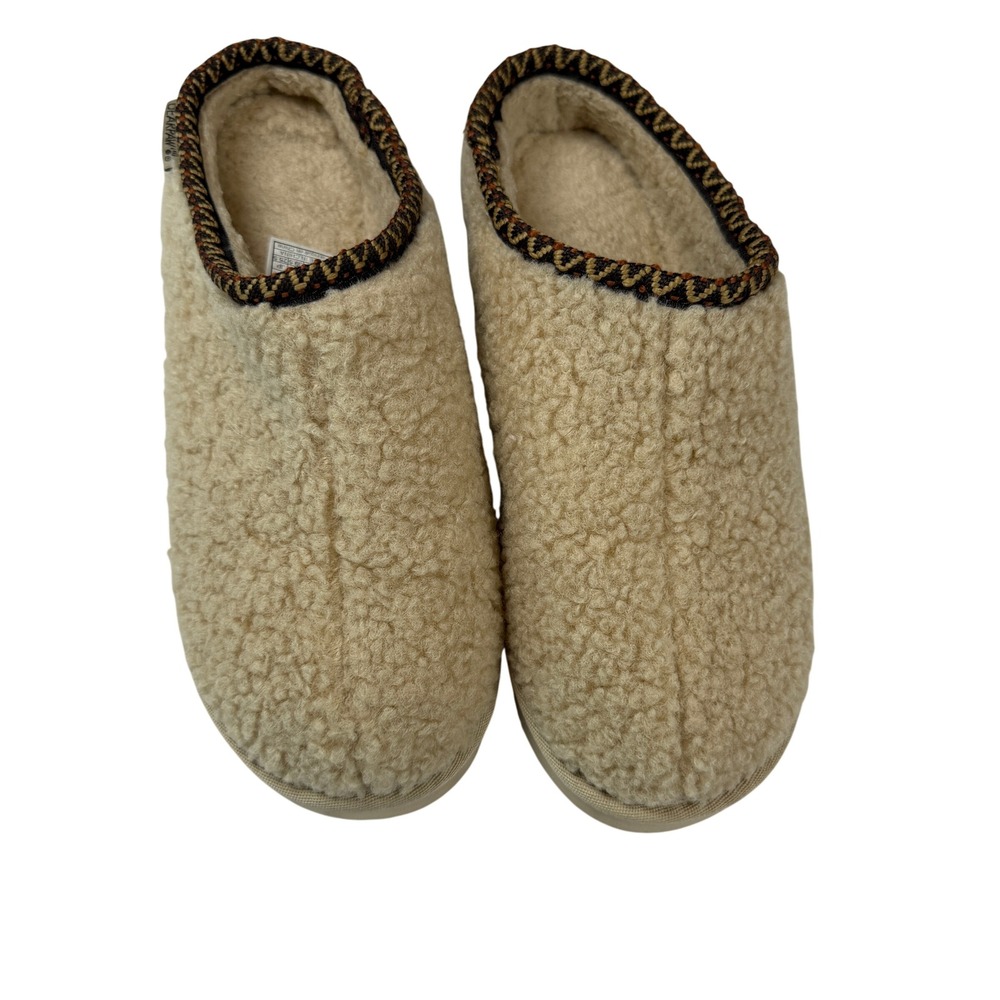 Bearpaw Snuggle Martis Cream Teddy Fur Platform Slippers Womens 8.5 Mules
